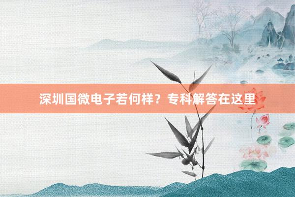 深圳国微电子若何样？专科解答在这里
